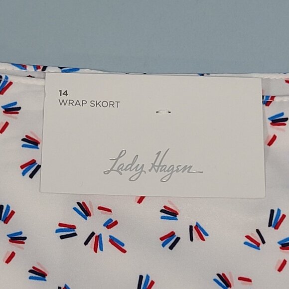 Lady Hagen Americana 17" Wrap Skort Sparklers White Women's Size 14 NWT WGH17439 - Picture 9 of 12